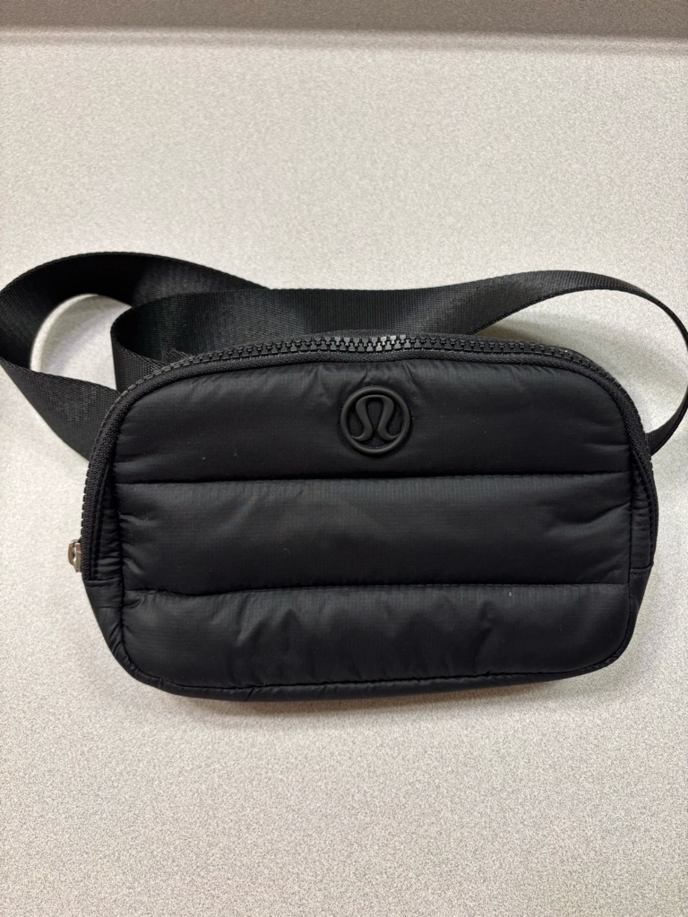 lululemon athletica Black Quilted Belt Bag with Logo